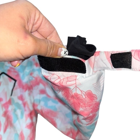 GEMYSE Hooded Snowboarding  Hooded Jacket  Girl’s L Watercolor Flowers Pink Blue - Picture 8 of 14
